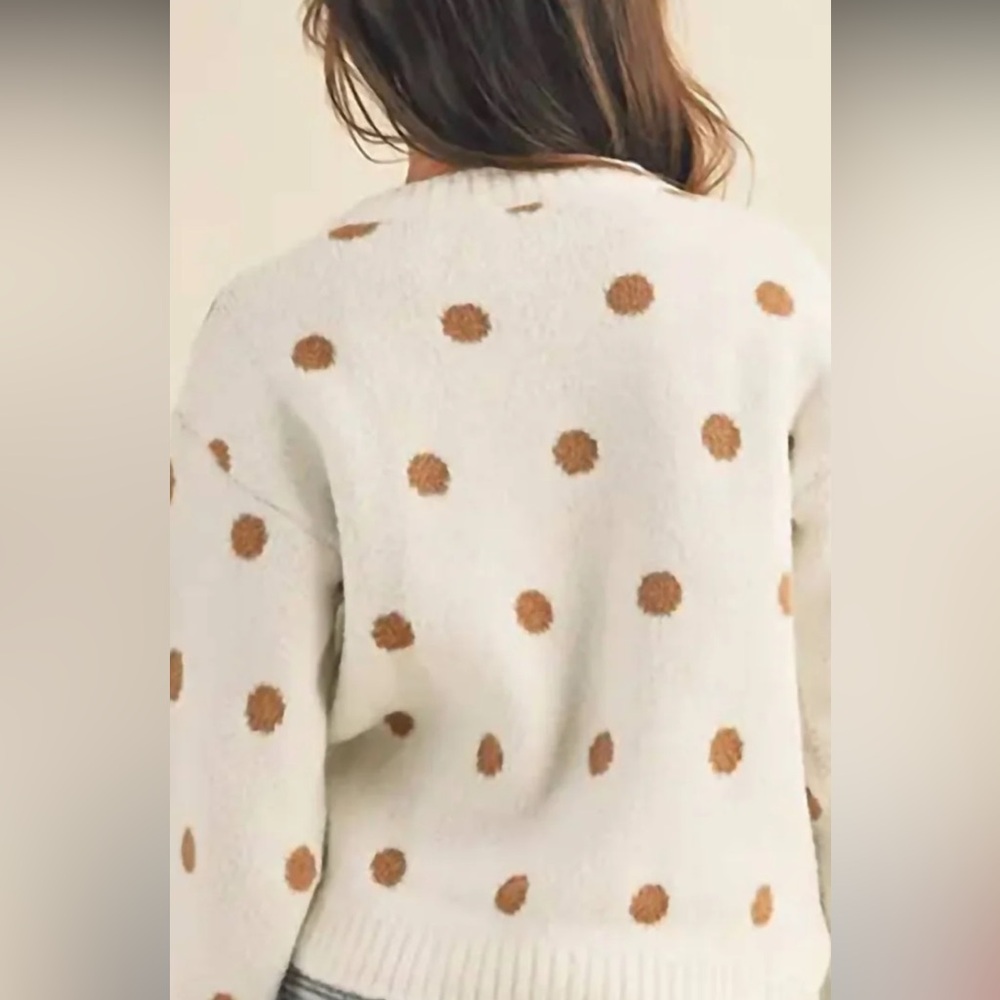 Girls Polka Dot Sweater In Ivory - Picture 4 of 12